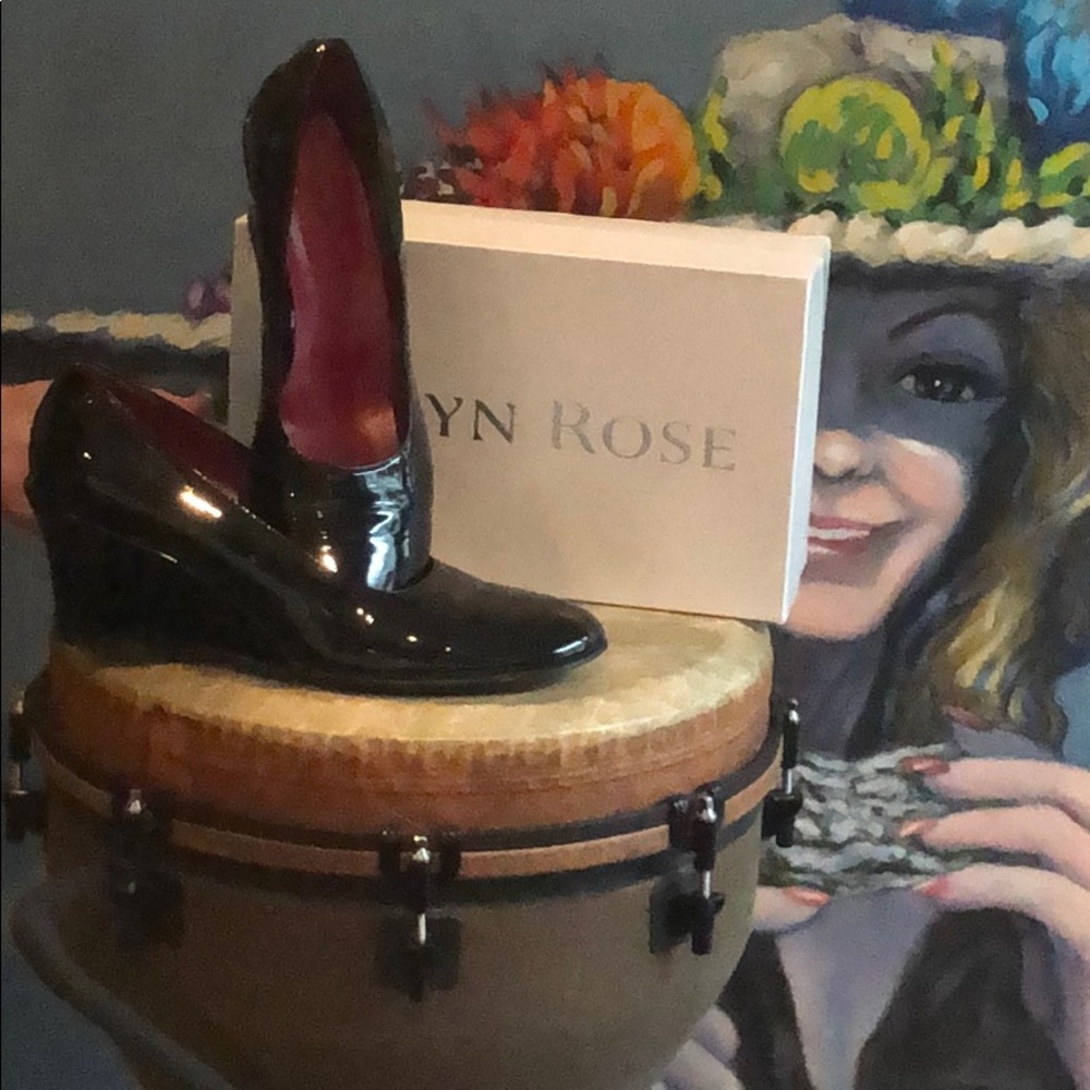 Taryn Rose black patent leather wedges. 11 N.